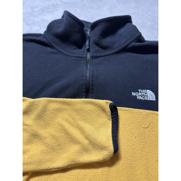 The North Face Fleece Quarter Zip Jacket Men's Size Small Black/Yellow - Picture 3 of 8